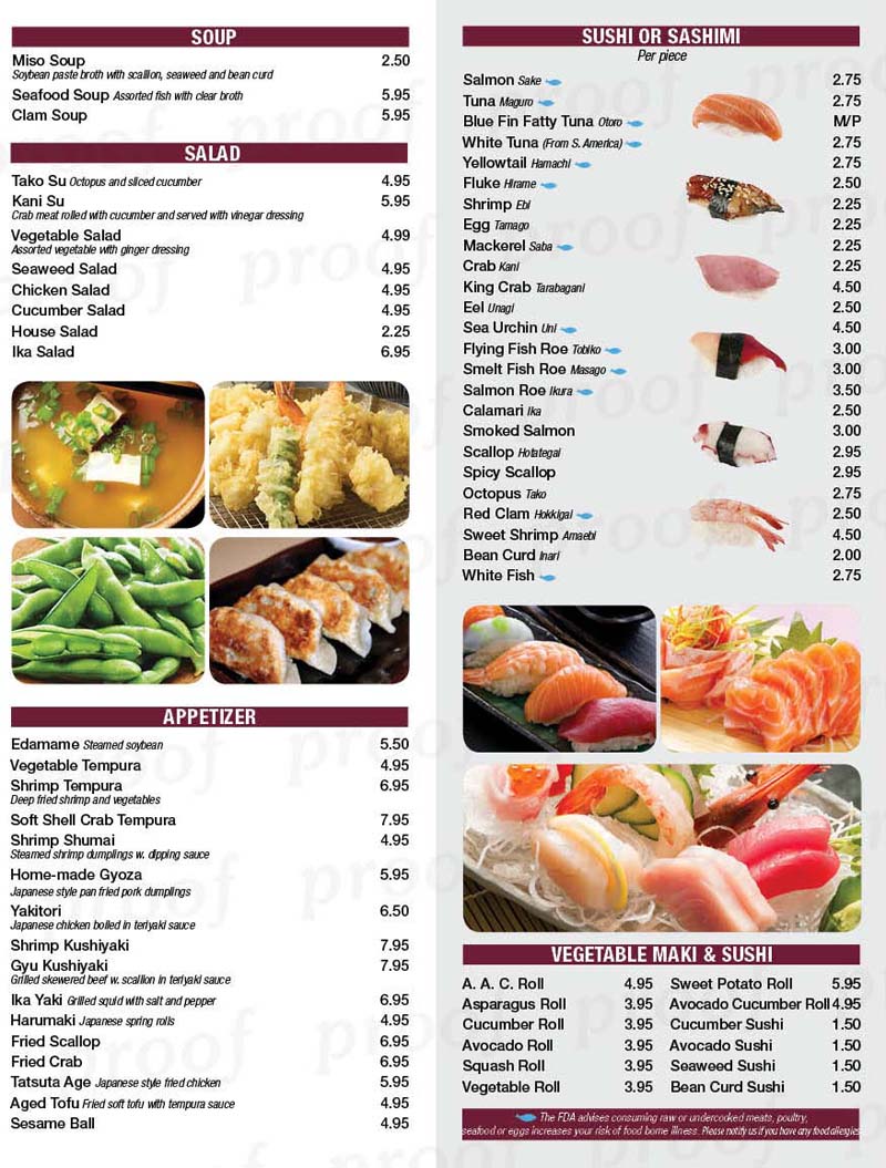 new menu sushi king